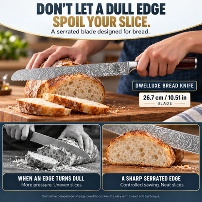 Bread Knife Set 10" Serrated Knife with Bread Bag, Butter Spreader Grater, Spoon & Luxury Gift Box - Complete Kitchen Set