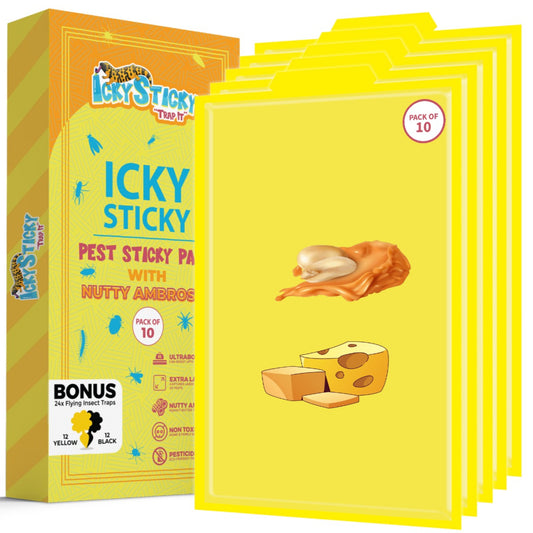 10 PACK Sticky Traps Large Extra Strong Sticky Traps Glue Pads - With 24 Flying Insect Traps for Indoor Outdoor, Home Kitchen, Garage, Garden
